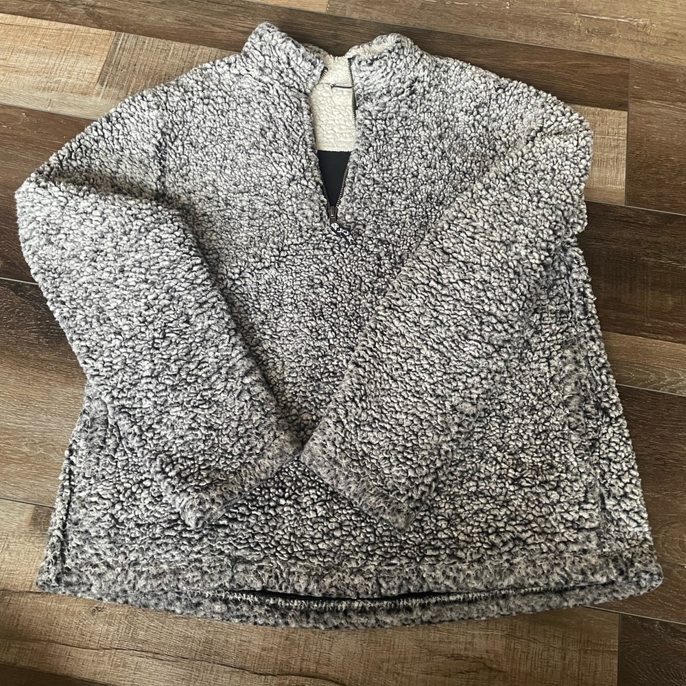 Boutique Fleece Sherpa Zip Up Sweatshirt